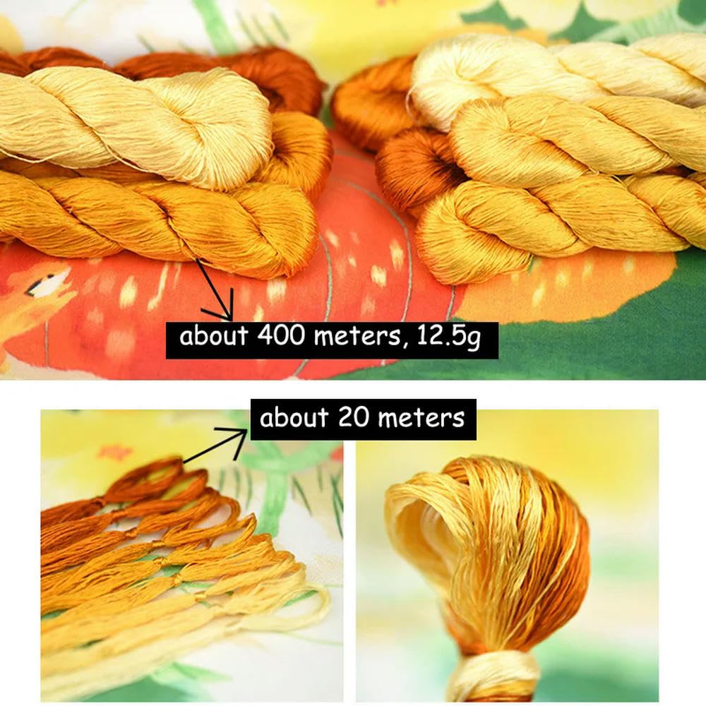 Maulbeerseidenfaden, Stickgarn, Zahnseide, natürliche Seidenfäden, Garne, Creme, Beige, Gelb, Gold, Orange, Braun