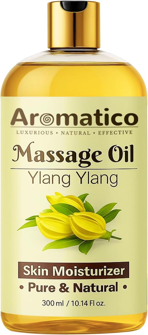 Ylang Ylang Massage Oil. Sunny, Sensual, Floral Fantasy for Date Nights - 300ml. Intimate, Romantic & Arousing Massage Oil for Couples. Non-sticky, 100% Pure & Natural
