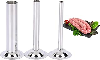 Lot de 3 Tubes de Saucisse, Entonnoir Saucisse en Acier Inoxydable 12/19/32 mm pour Hachoir à Saucisse Manuel Tubes Poussoir à Saucisse Outils de Remplissage pour Hachoir à Viande Taille 8