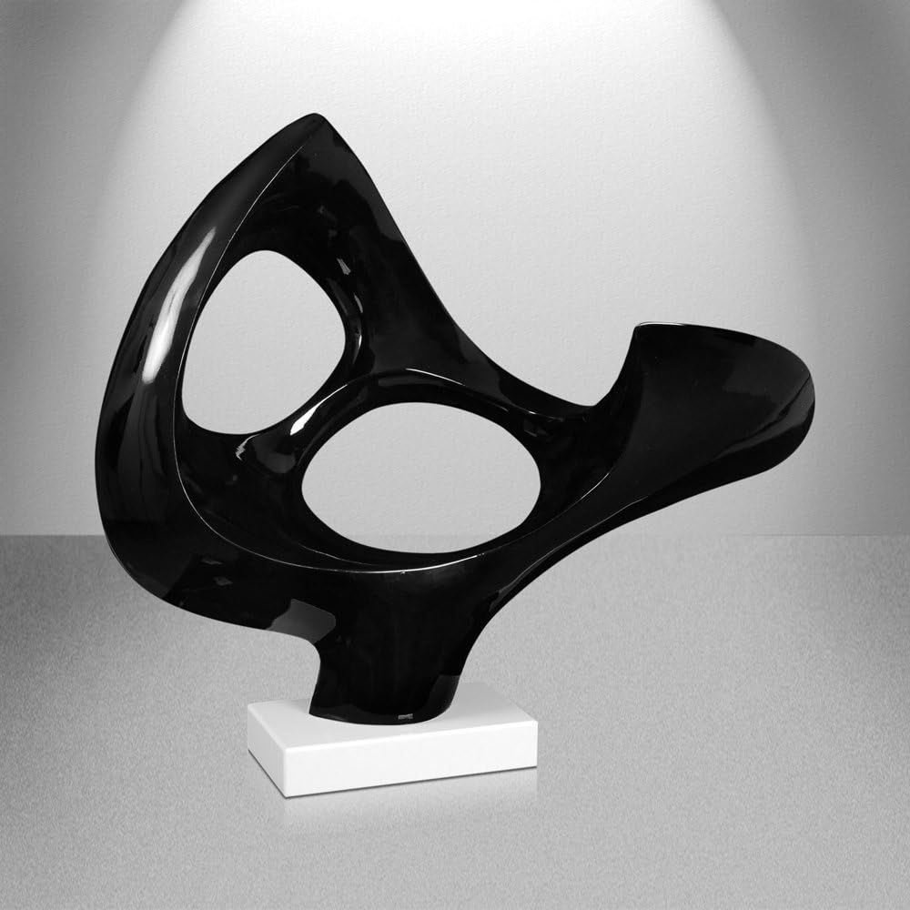 Arte dal Mondo Small Parallel Universes Abstract Design lacquared Resin Sculpture Mounted on a Marble Base, Black, 35 cm