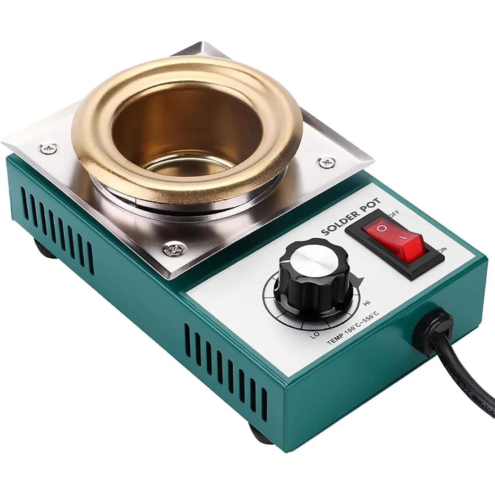Tygiel spawalniczy, 150 W/200 W/250 W/300 W elektryczny tygiel lutowniczy o pojemności 2200 g, 5-10 min. podgrzewania lutownicy bezołowiowej, piec do topienia cyny do kąpieli lutowniczej, narzędzie(30