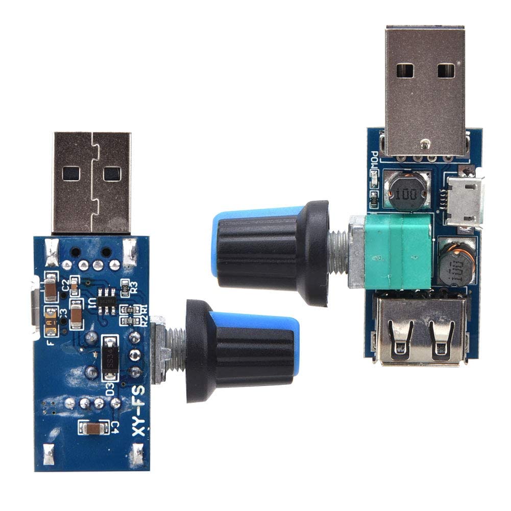 2 Pcs 5V USB Fan Stepless Speed Controller Regulator with Switch Speed Module Fan Speed Governor Cooling Mute Multi-Gear Wind Speed Regulator for Office Home