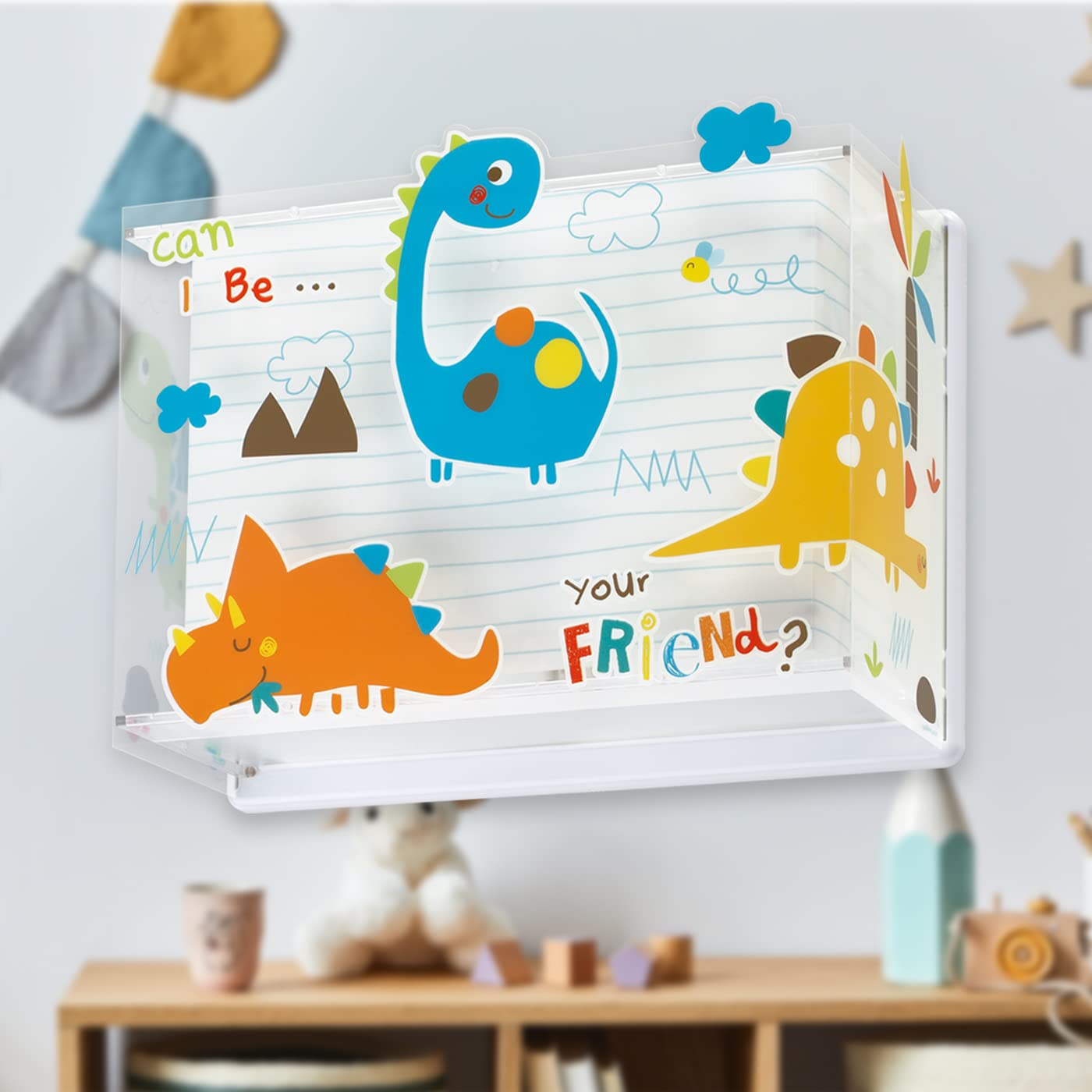 Dalber - Lampada da parete E-27, Dinosauri, Multicolore, 31 x 13 x 23.5