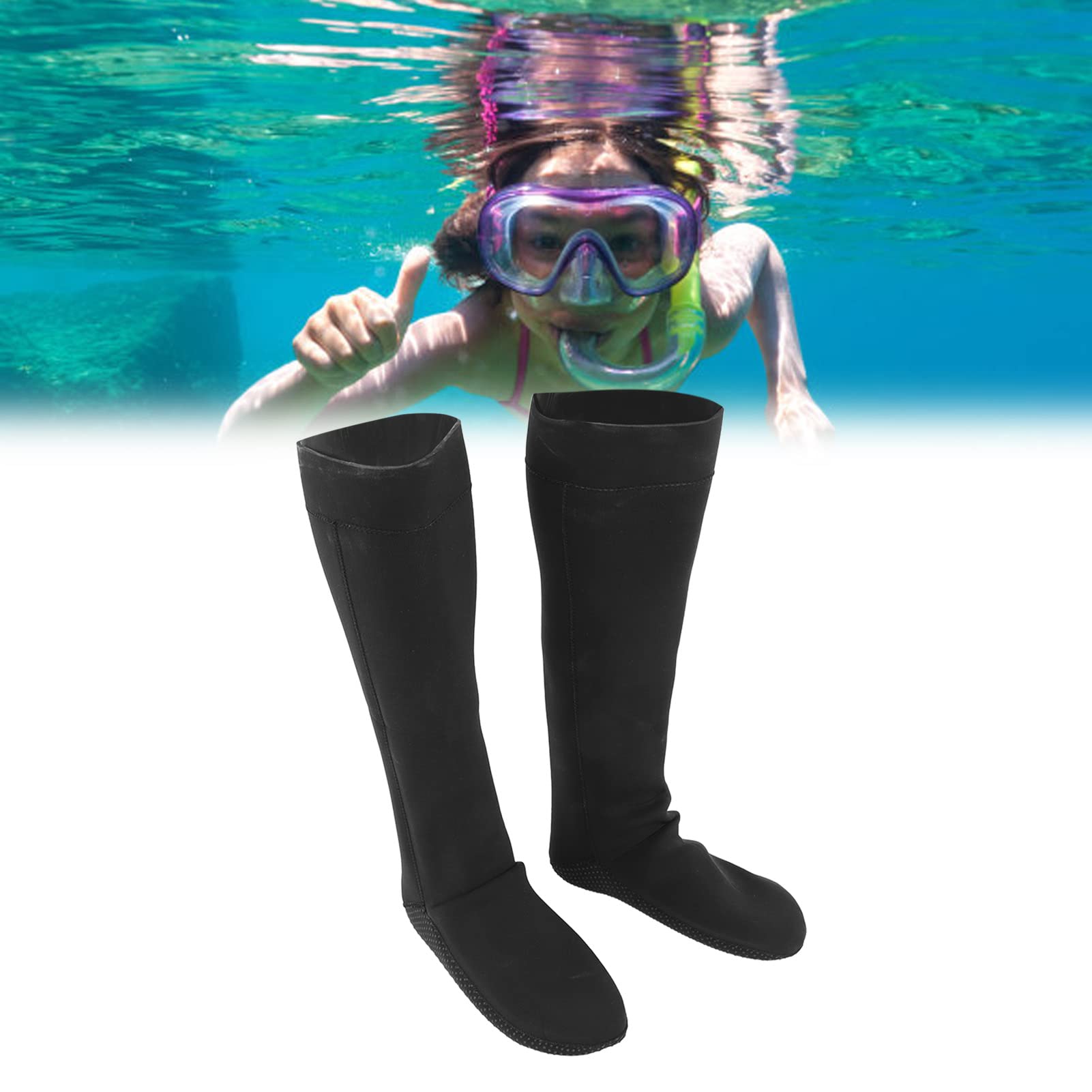 Thermal Diving Socks, Neoprene Diving Socks 3mm Precise Stitching Long for Diving (XL D Cup)