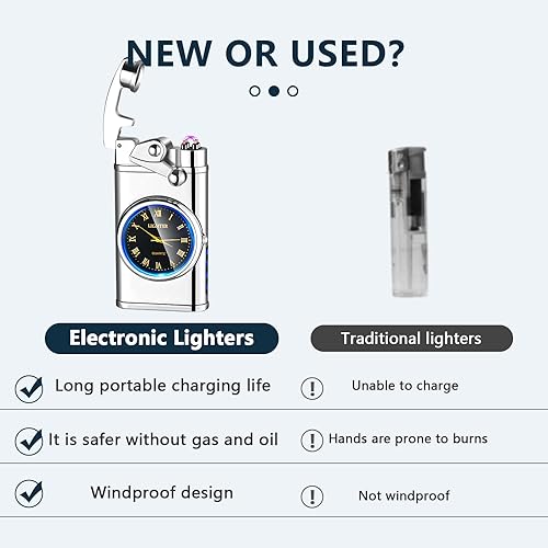 Vista 34 de GADATOP Encendedor eléctrico recargable, encendedor creativo personalizado por USB, encendedor mecedor, resistente al viento, encendedor sin llama