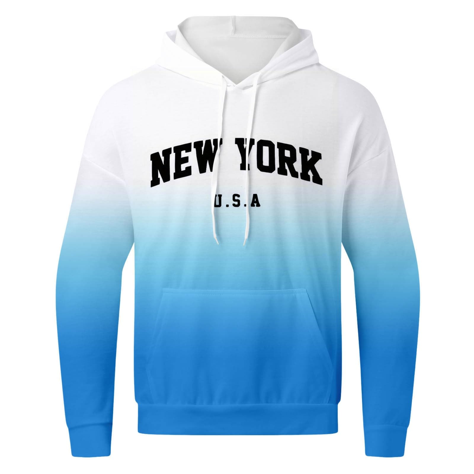 Conjunto de chándal para hombre New York Logo degradado Y2K Chándal con capucha y pantalones de chándal de dos piezas de manga larga con bolsillos cómodo Conjunto de chándal holgado de fitness