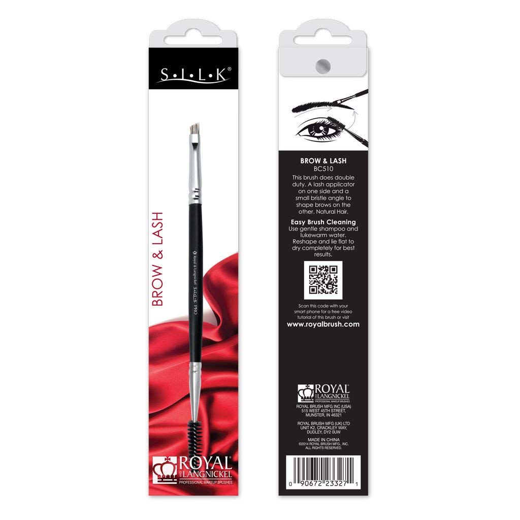 Royal & Langnickel Silk Pro Angled Brow and Lash Definer Double Ended Brush with Lash Applicator, Black - Image 3