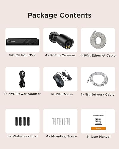 Miniatura 8 de Sistema de cámara de seguridad PoE, 4 cámaras IP bala con cable de 4 MP para exteriores, micrófono integrado para exteriores, detección de vehículos