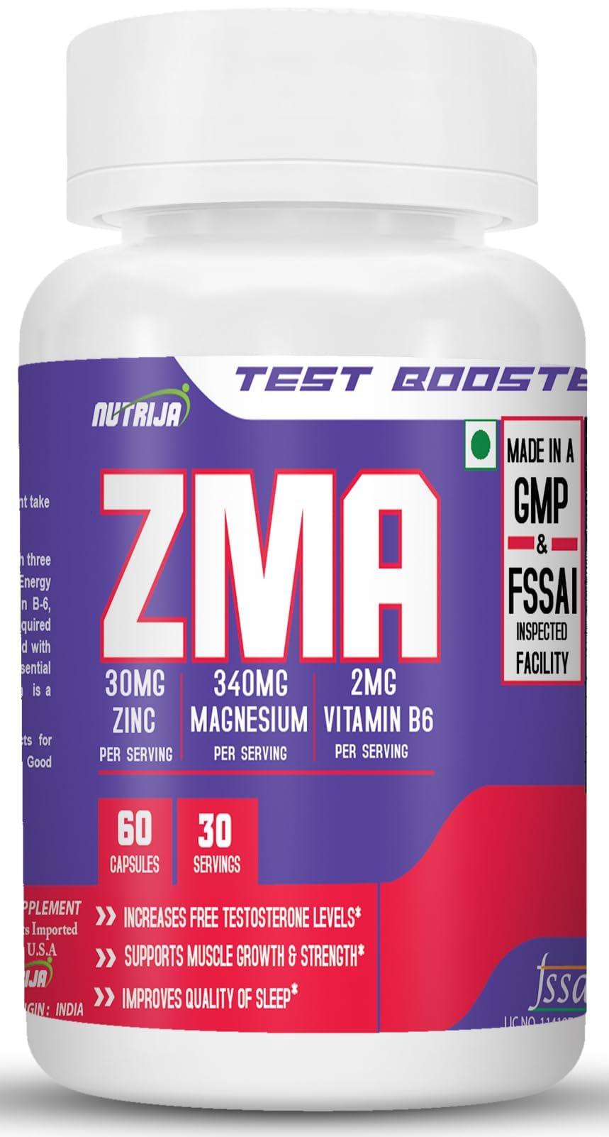 NutriJa Zma (Zinc, Magnesium, Vitamin B6 With Added Boron) Testosterone Booster Capsule (30 Servings) (B07SKDJVSR) Amazon Price History, Amazon Price Tracker