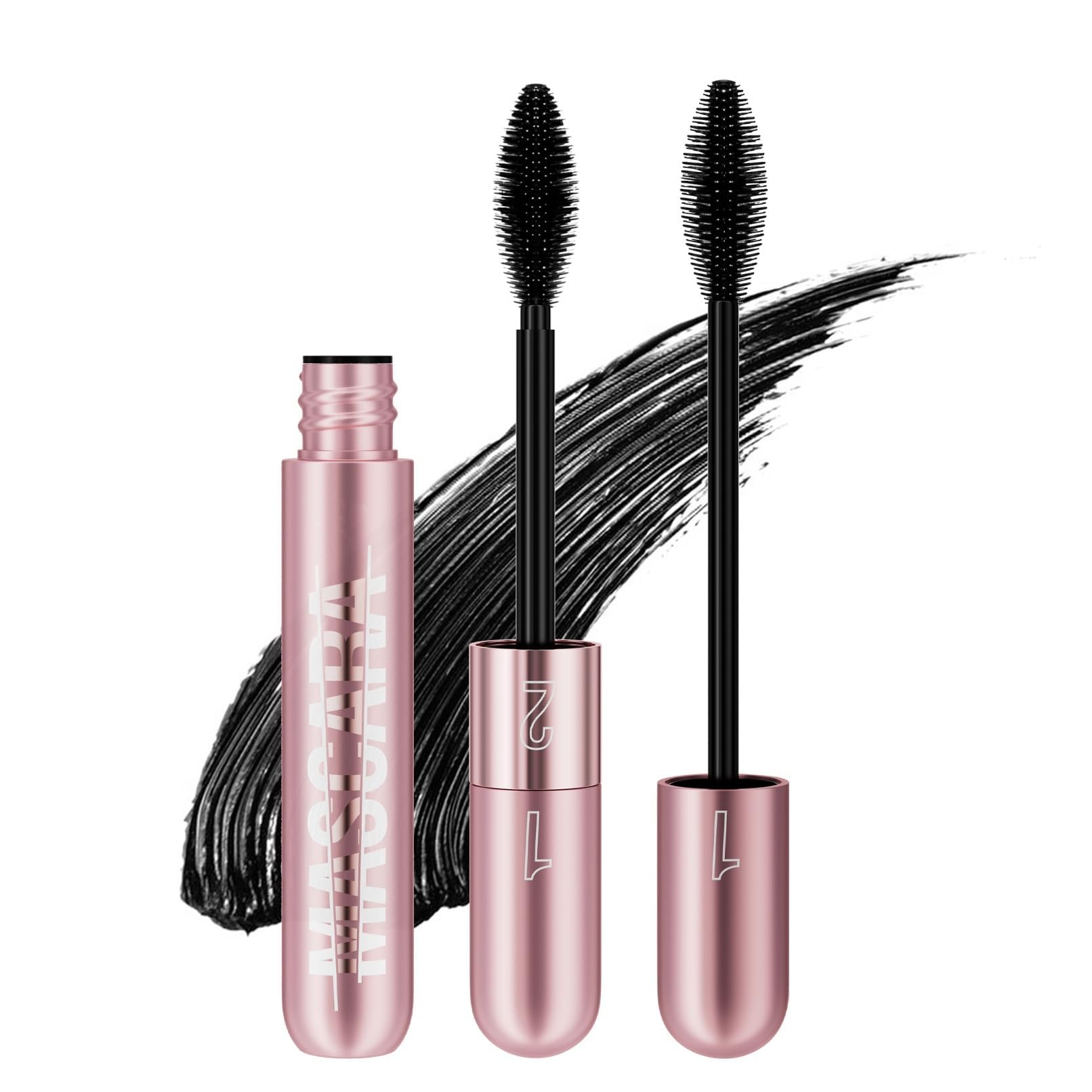 2in1 Black Waterproof Mascara-5X Long Lasting 4D Lash for Beauty Charming Eye Makeup, All-in-One Mascara