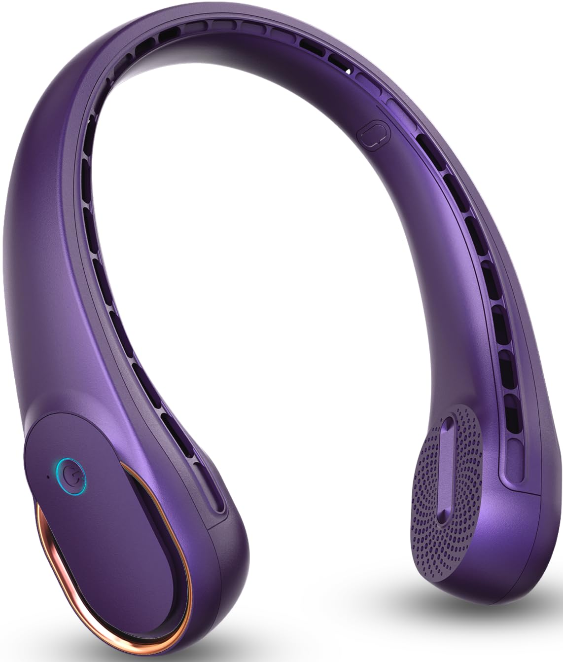 FrSara Neck Fan, Portable Personal Fan Strong Wind, 5200mAh, Air Volume,360° Cooling, No Hair Twisting, Air Volume On 2 Sides, Non-Slip, Quick Charge, Long Use Time, Gift for Father, Women (Purple)