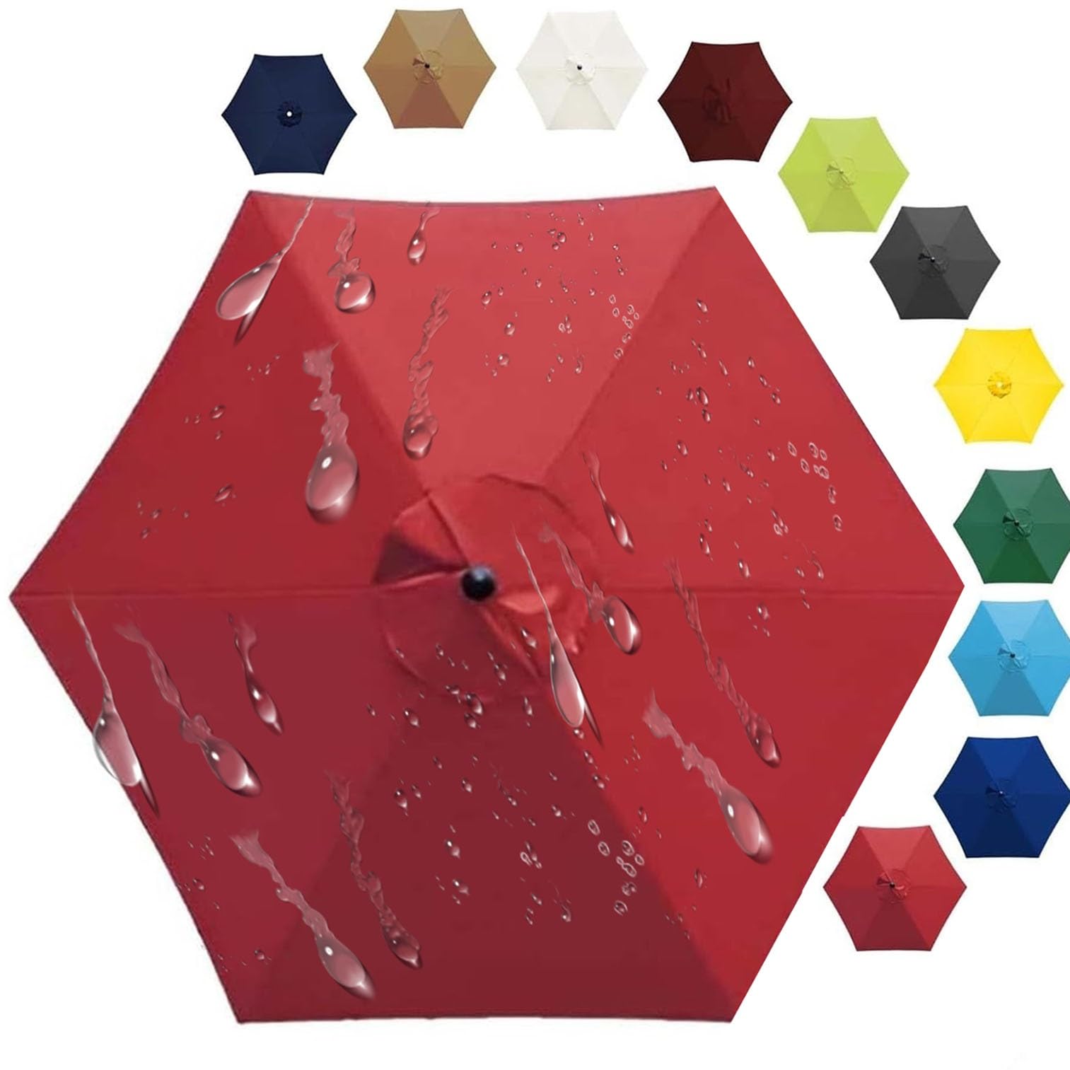 ILiemao Replacement Parasol Canopy 200CM 2.7M 300CM 6 Arms/8 Arms Replacement Parasol Fabric Cover for Garden Umbrella Waterproof Replacement Umbrella Cloth Canopy Cover(Red,8 ribs 2.30m 7.5ft)