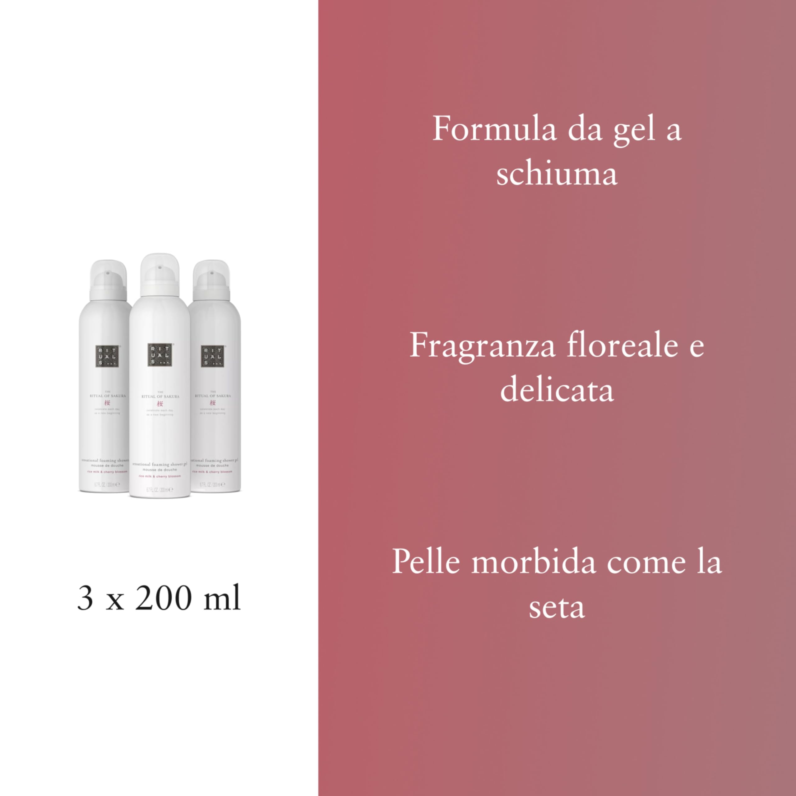 RITUALS The Ritual of Sakura Pack Ahorro con 3 Espumas – Geles con Flor de Cerezo y Almendra Dulce, Gel Renovador – 3 x 200 ml | Rica ducha de limpieza con fragancia icónica, paquete de ahorro