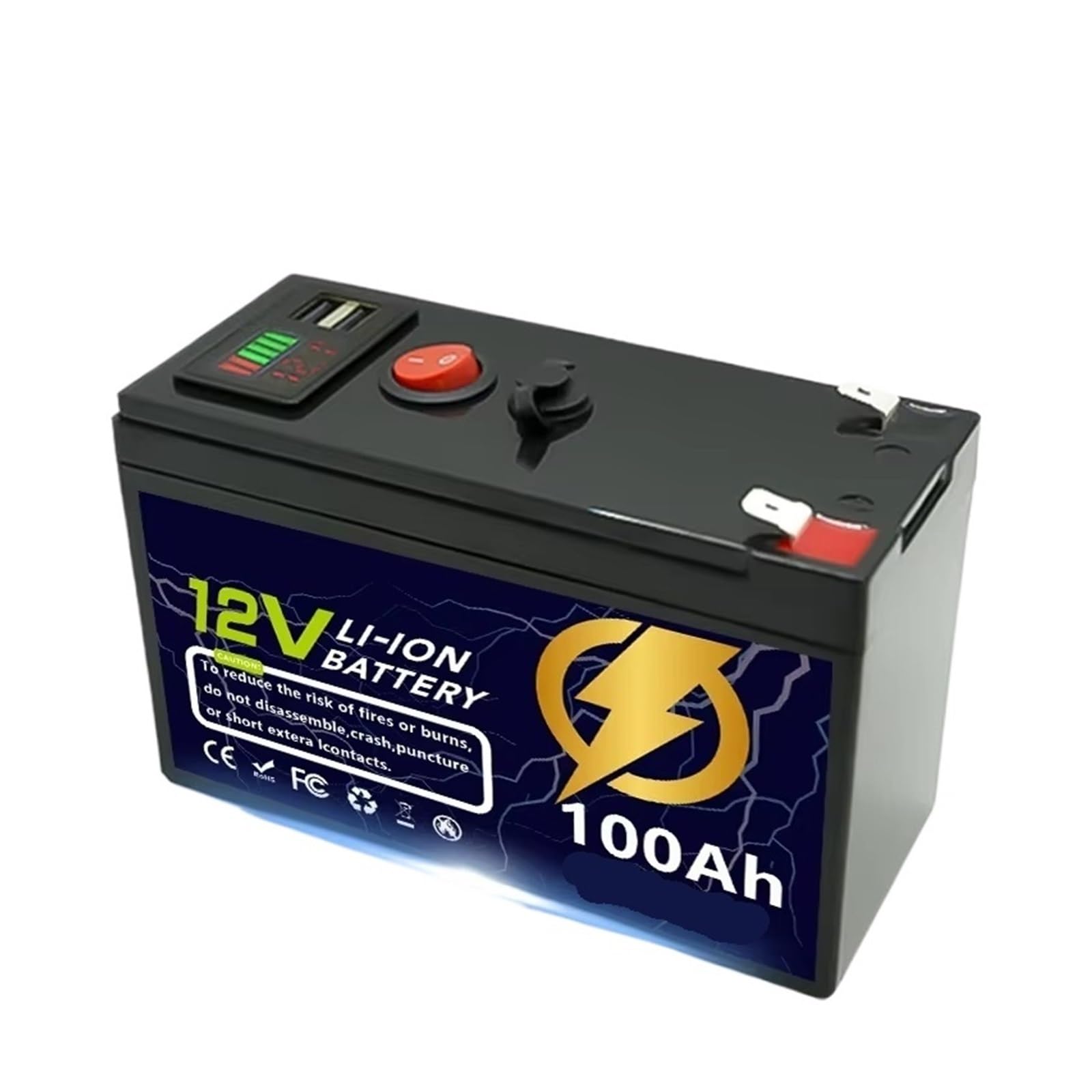 Batteria LiFePO4 A Ciclo Profondo Da 12 V 200 Ah Con BMS Integrato, Adatta For Off-grid, Illuminazione, Ecoscandagli E Ruote Motrici(12V 100Ah)