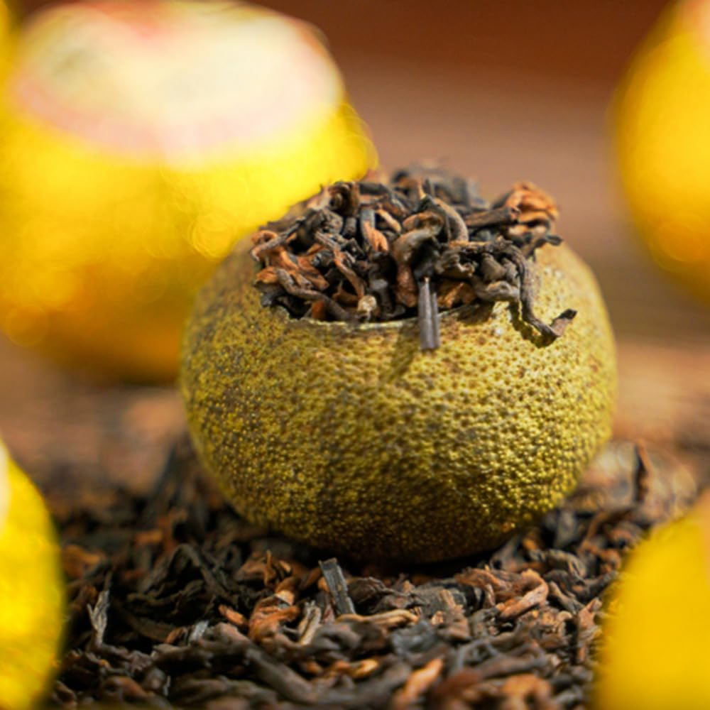 Xinhui Petite Mandarine Verte Puerh Ripetea 500g Baril En Bois Brillant Et Rond De 17,64 Oz
