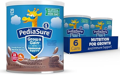 PediaSure Grow Gain - Polvo de mezcla de batido sin OMG y sin gluten batido nutricional para niños con proteínas probióticos DHA antioxidantes y