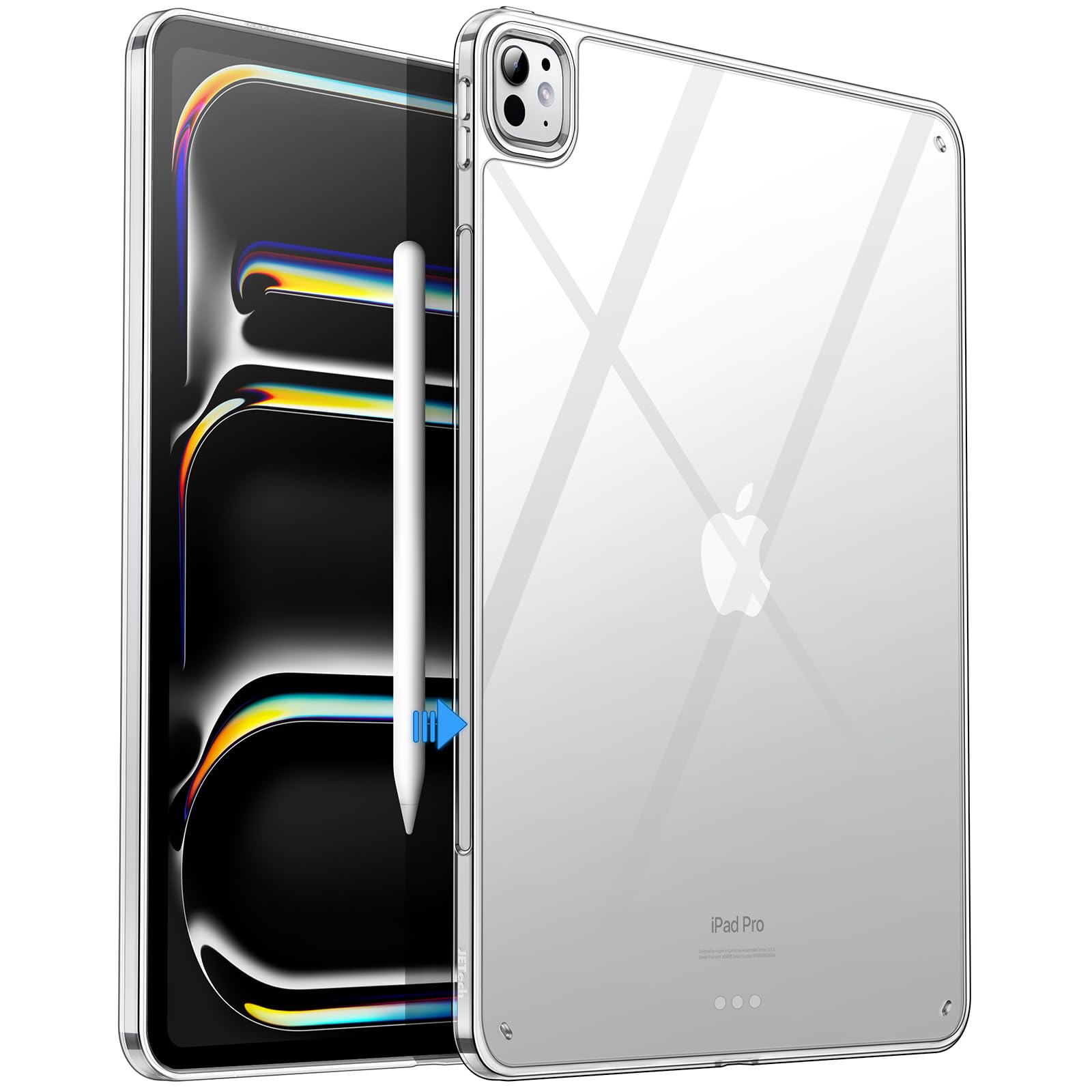JETech Clear Case for iPad Pro 13-Inch M5/M4 (2025/2024), Anti-Yellowing Transparent Shockproof Slim Tablet Back Cover with Hard PC Back and Soft TPU Bumper
