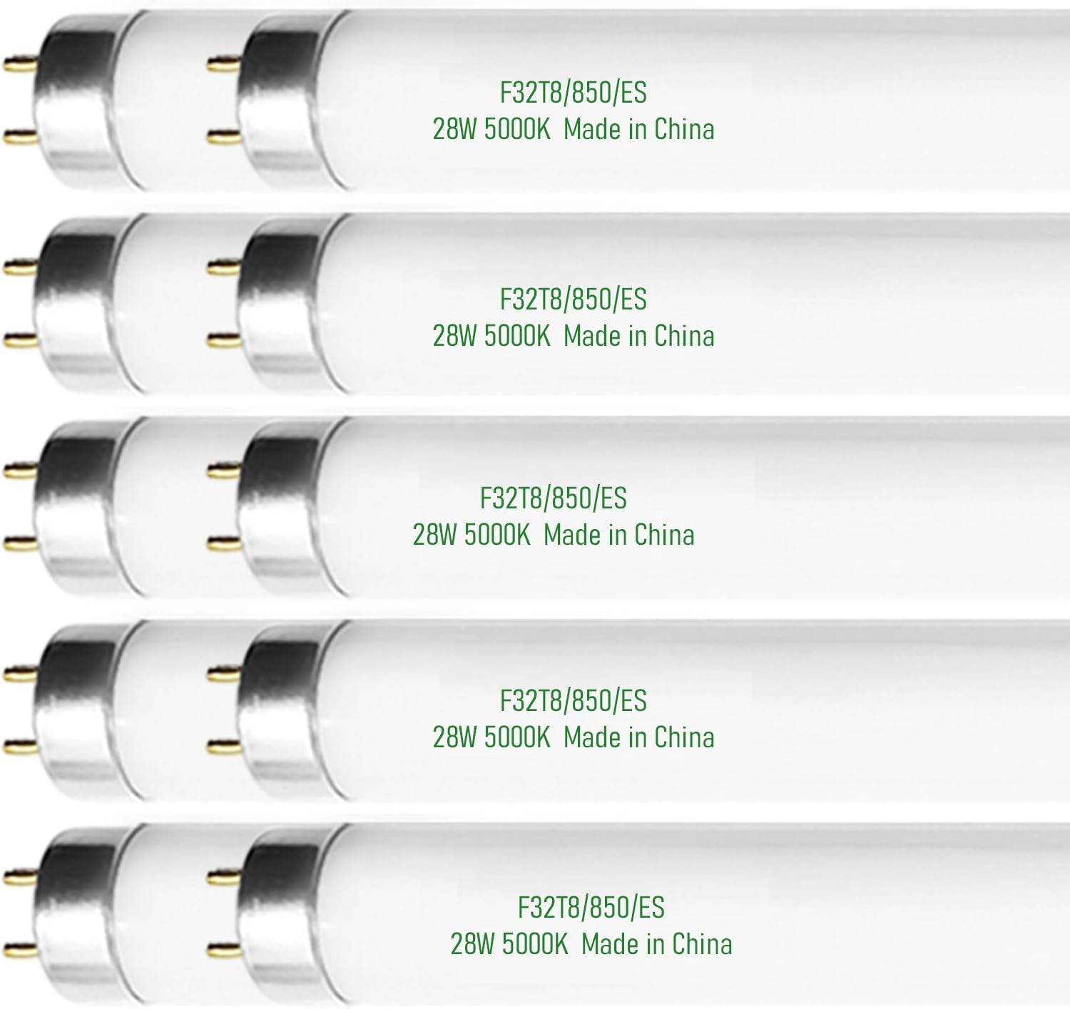 25 Pack T8 Fluorescent Bulbs, 4 Foot, F32T8/850 Fluorescent Light Bulb 48 Inch 28 Watt 5000K Daylight 2725 Lumens G13 Base