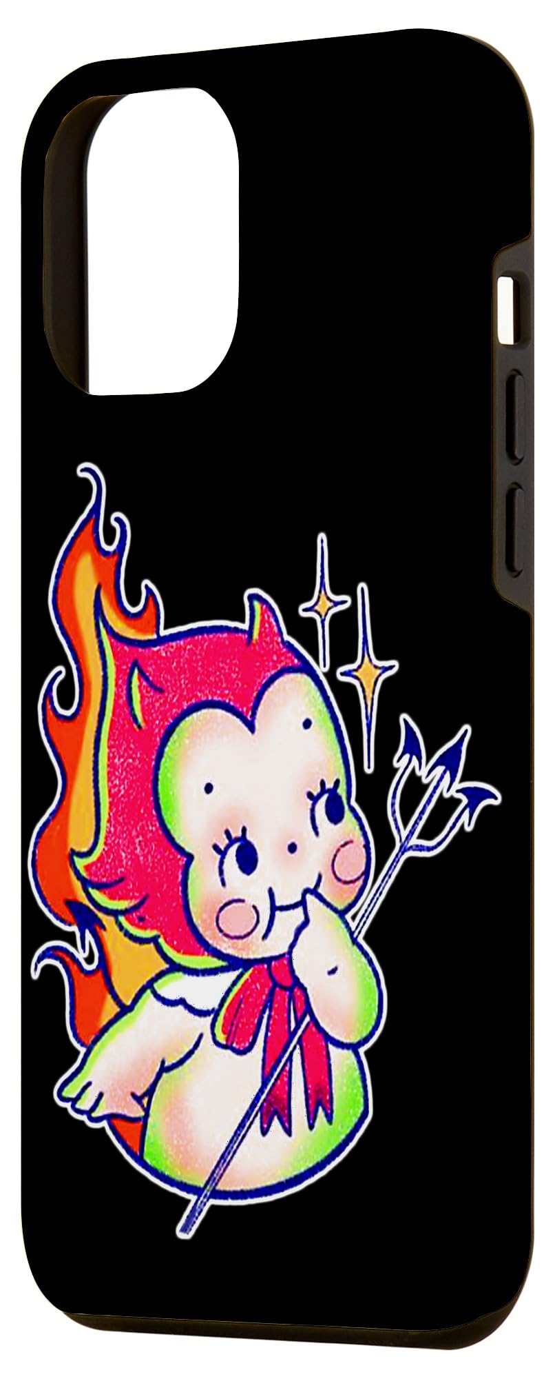 iPhone 15 Plus Devil Kewpie Baby Demon Pitchfork Traditional Tattoo Flash Case - Image 2