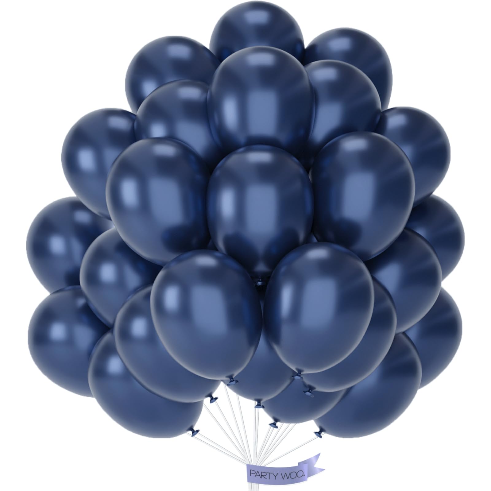 PartyWoo Metallic Navy Blue Balloons 50pcs 12 Inch Chrome Blue Balloons for Graduation Baby Shower Bridal Shower Gender Reveal Engagement Teacher