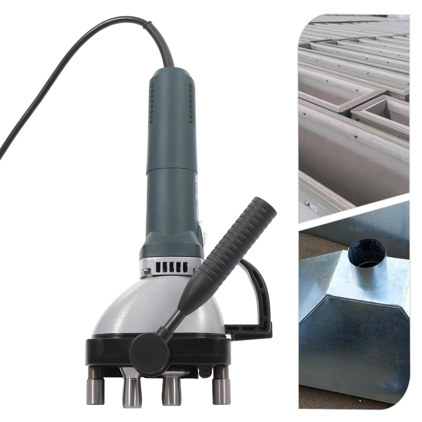 Máquina selladora de bordes de tuberías redondas y cuadradas, compactador de conductos de aire de 1400 W con caja de transporte, máquina prensadora de bordes de conductos eléctrica portátil(Thickness: