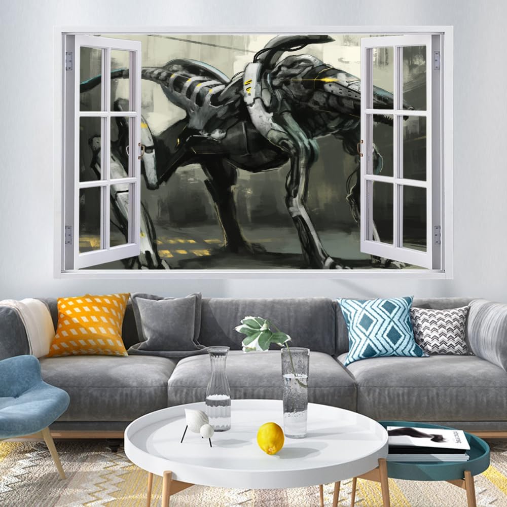 Adesivi 3D per decorazioni murali distrutti Robot Adesivo da parete Mecca Cyberpunk Tatuaggio da parete per la decorazione della parete della cameretta dei bambini 120x80cm