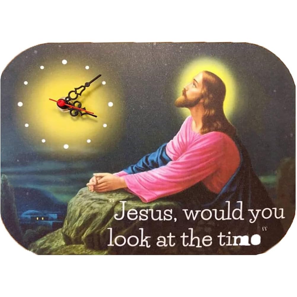 Tlarsun Jesus Christ Clock Jesus Clock Jesus Christ Silent Wooden Clock Unique Wall Watch Religious Prayer Gift Non-Ticking Jesus Christ Wooden Clock Wall Watch for Devout Christians Home Ornament