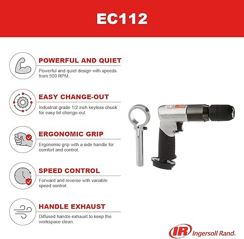Miniatura 4 de Ingersoll Rand EC112 - Taladro de aire reversible 12