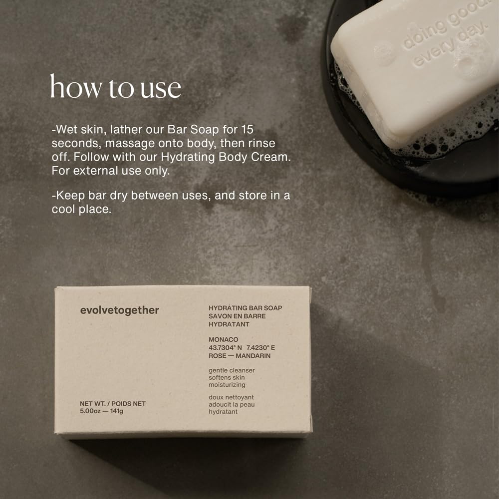 evolvetogether Hydrating Bar Soap For Women & Men | Gently Cleanse, Restore & Moisturize Skin with a Creamy Lather | For All Skin Types | Vegan, Cruelty-Free, Paraben-Free | Made in USA (Monaco, 5 Oz) - Image 4