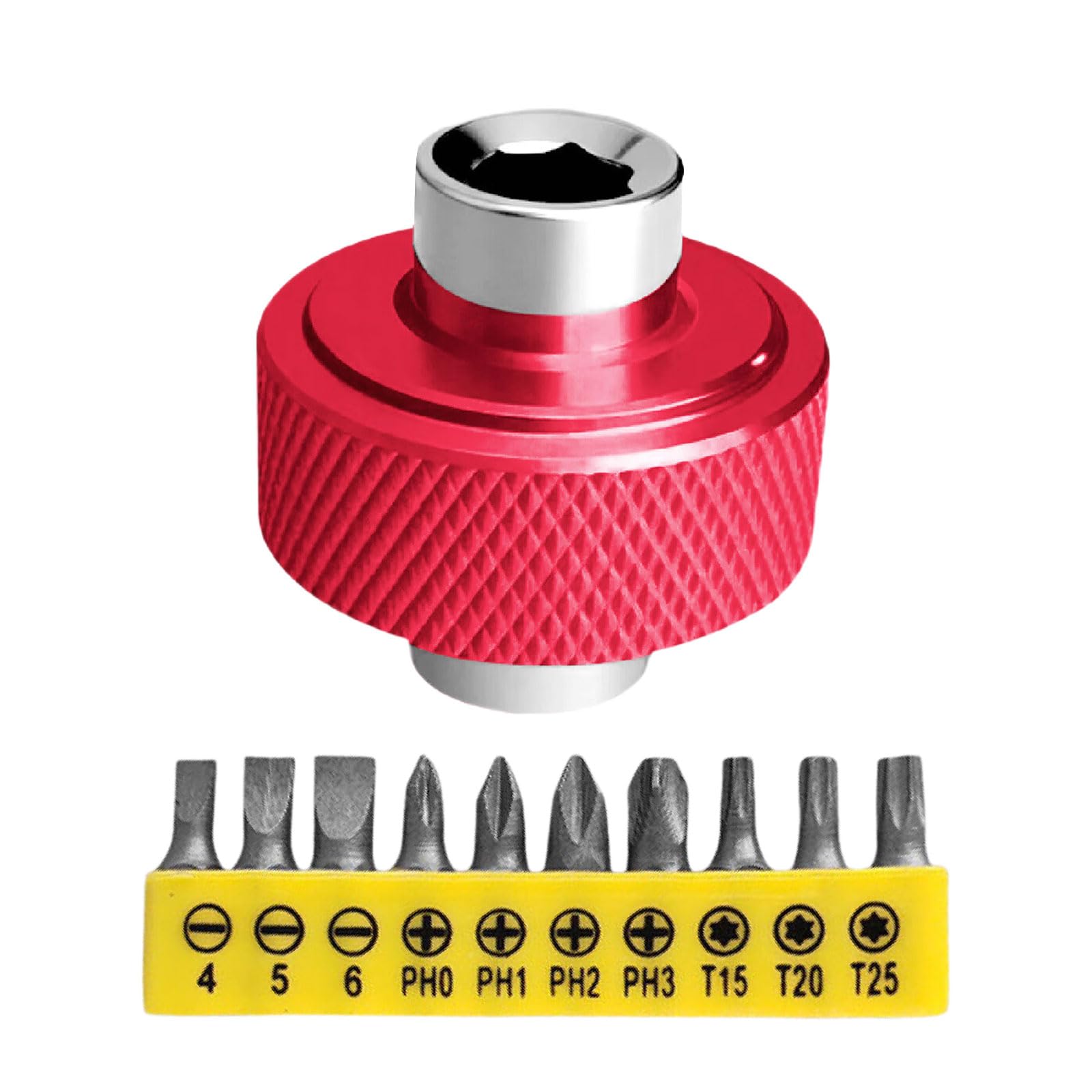 Msioytog Red Compact Carbon Steel Miniature Ratcheting Wrench Kits Interchangeable Yellow Bits Professional Tool For Diyer Projects Car Repair Hand Tool