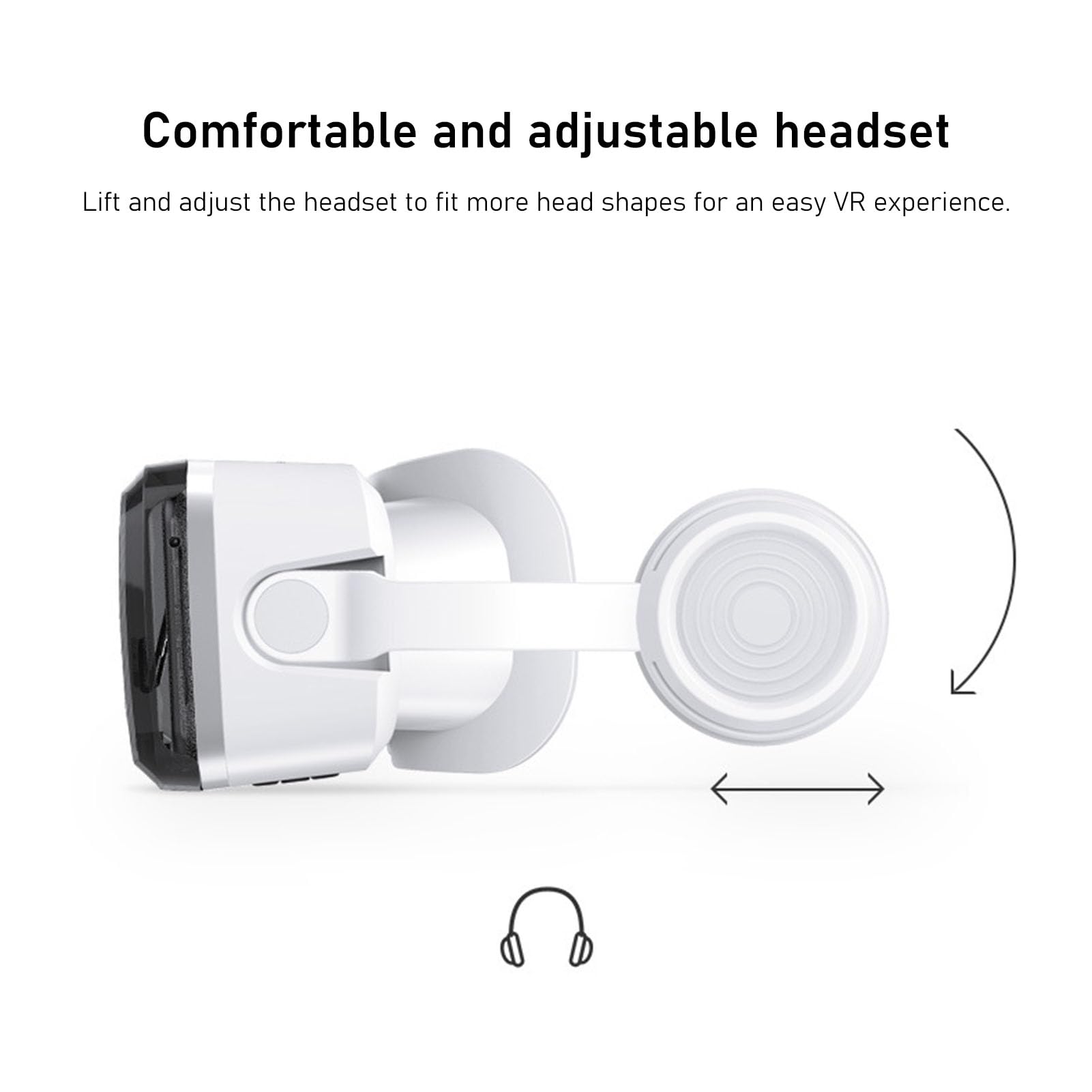 Auricolare VR per Telefono da 5,5 a 7,2 Pollici, Vetri 3D Virtuali Goggles VR Integrati in Cuffie Bluetooth