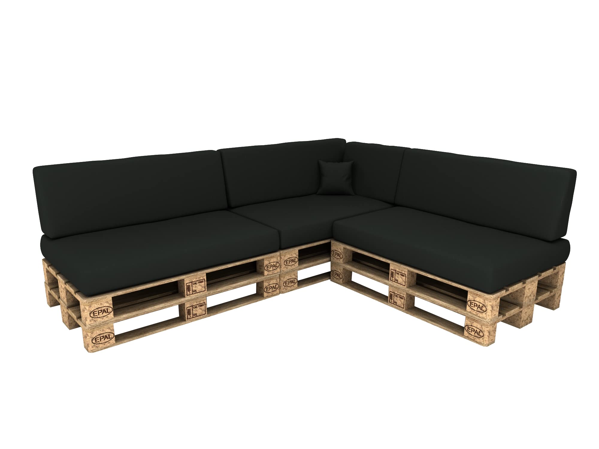 POKAR Euro Pallet Seating Set of 2: 1x seat cushion 120x80cm + 1x back cushion 120x40cm, cold foam, removable covers, Home Garden Furniture DIY, indoor outdoor pillow, without pallets, Beige — view 52