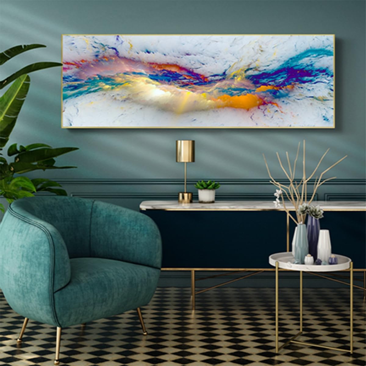 JNAOZI Abstract Colourful Pictures Ink Painting Poster Wall Painting,Islamic Poster Canvas Pictures, Islam Picture - Image 3