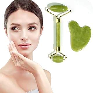 LB Leigh&B Jade Roller and Gua Sha Anti-Aging Facial Massage Set
