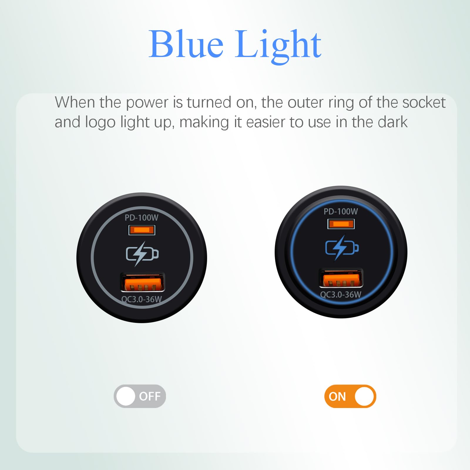 100W Dual USB Auto Ladegerät Buchse PD100W QC3.0 Schnellladung Typ C & Typ A Anschlüsse 12V/24V Kompatibel für Autos LKW RV Boote Marine (PD100W QC3.0)