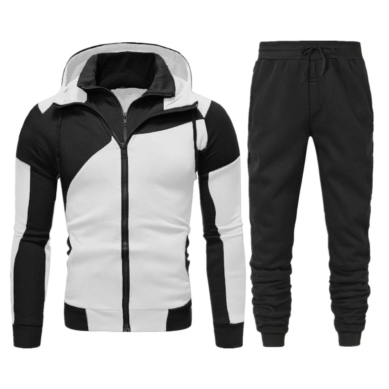 Tuta Uomo Felpata Zip Completa Tute Sportive, Felpa Uomo Con Zip E Cappuccio Due Pezzi Felpe Giacca E Pantaloni Tuta Set Tracksuit Completo Sportiva Taglie Forti Abbigliamento Sportivo Autunno Inverno