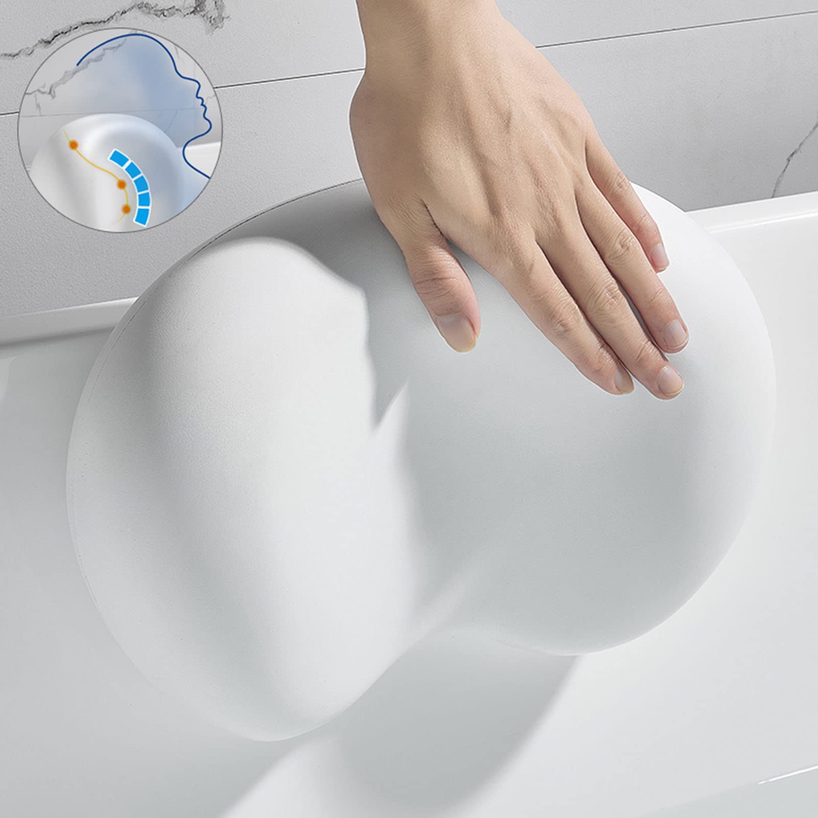 MyrRhe Cuscino da bagno ergonomico Spa Comfort con 2 ventose per supporto collo e schiena nella vasca - 30 * 19 cm