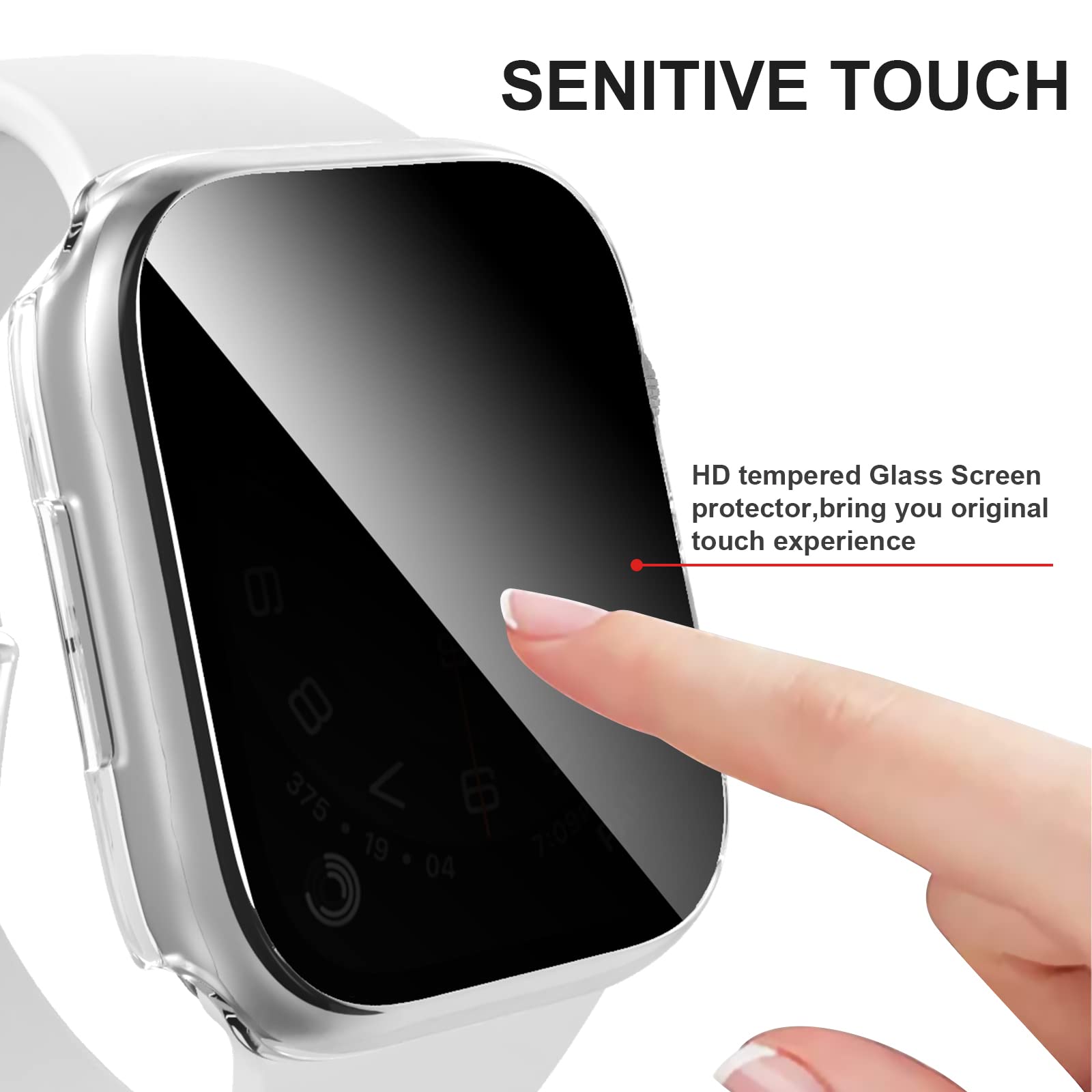 Etui ochronne na ekran do Apple Watch SE 2022 Series 6, 5, 4 SE, 44 mm, Unti-SPy, szklana osłona, twarda osłona z PC, osłona do iWatch Se 6, 5, 4, 44 mm, akcesoria, przezroczyste/przezroczyste