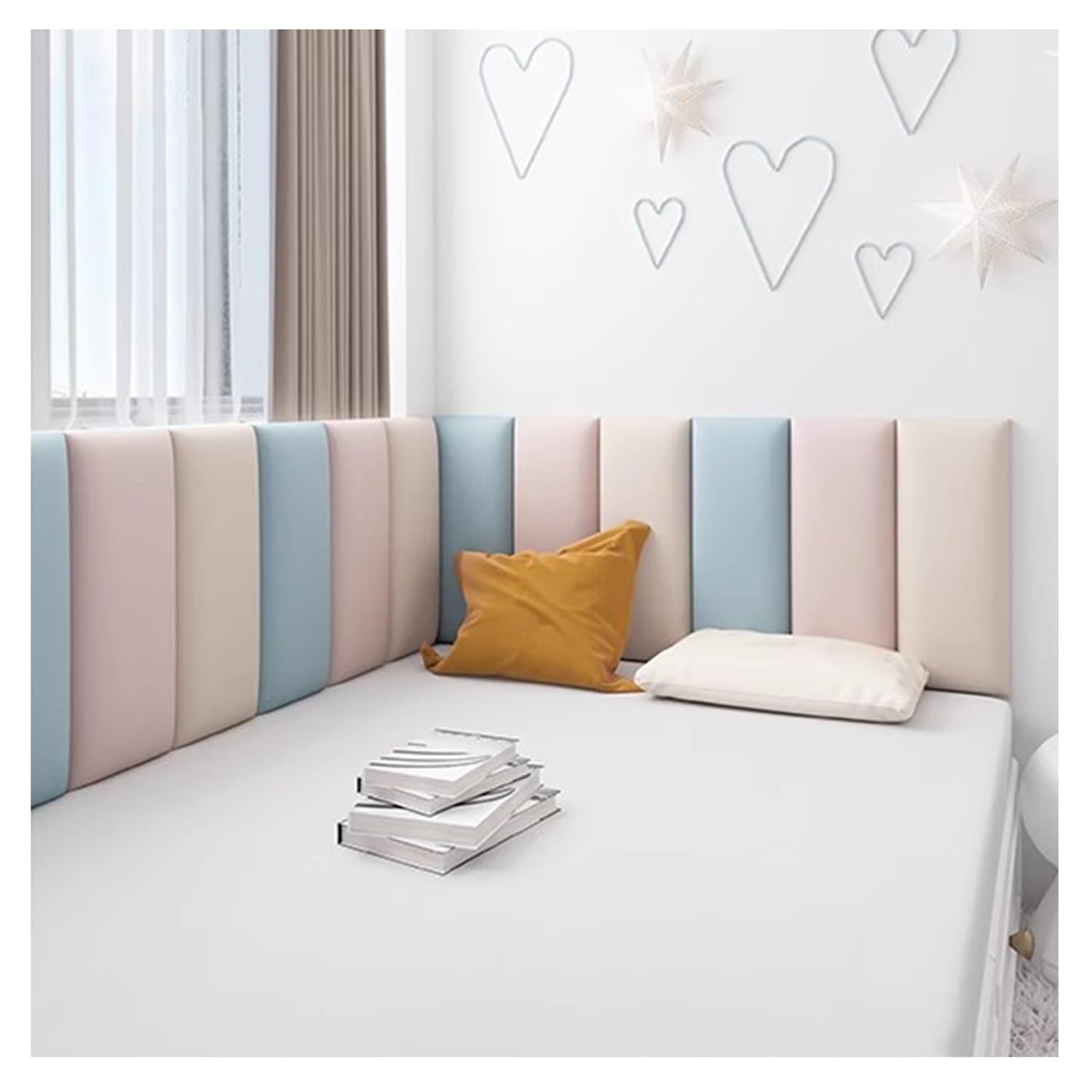 Tête De Lit Tapissée, Panneau Mural 3D Rembourré Anti-Collision, 3.5cm Épais Auto-Adhésive Tatami Tapis Mural for Complet, Queen Et Lit King (Color : E, Size : 200x50cm)