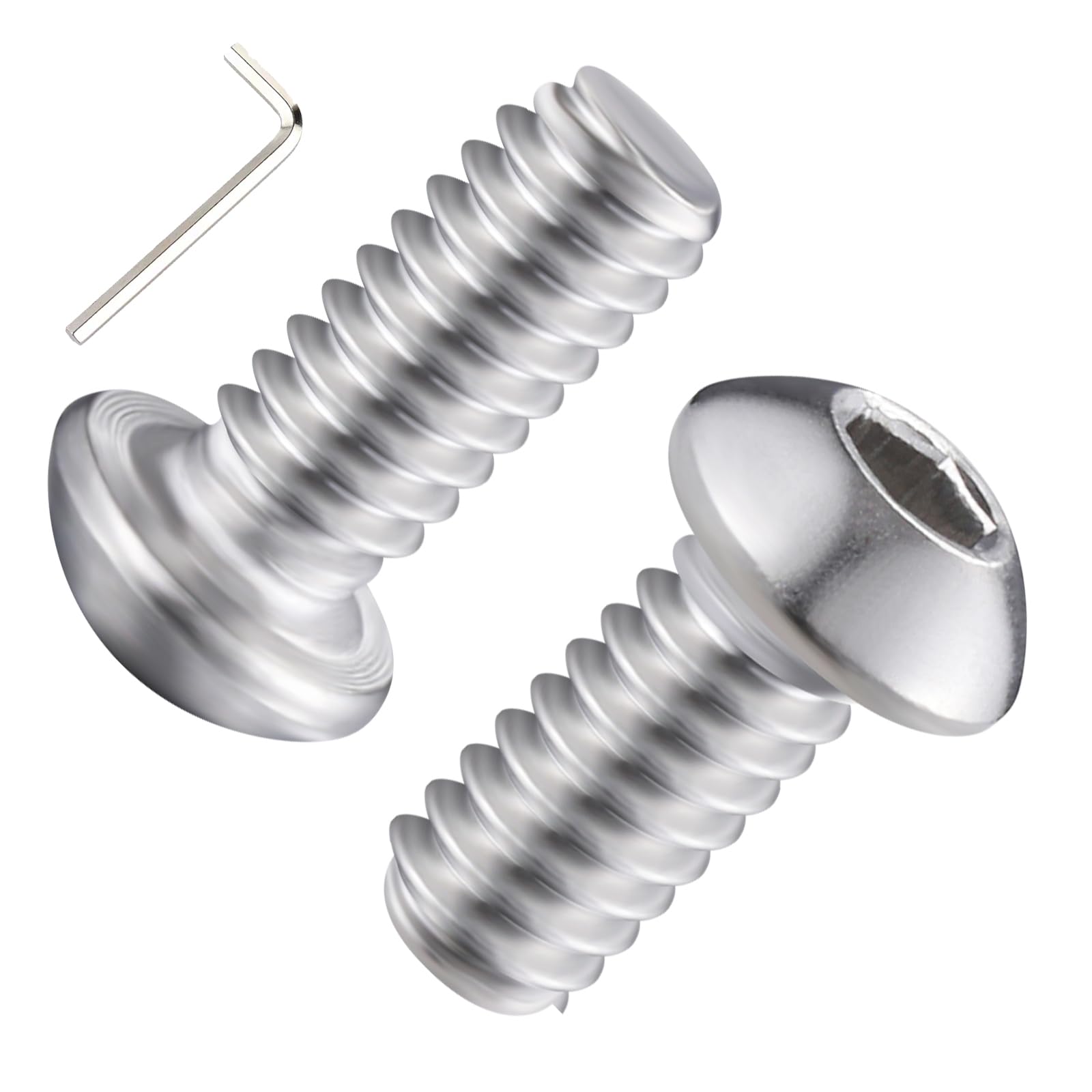 Wensilon (50Pcs) 1/4-20 * 5/8 Button Head Socket Cap Bolts Screws, 304 Stainless Steel, Allen Hex Drive, Bright Finish, Fully Machine Thread