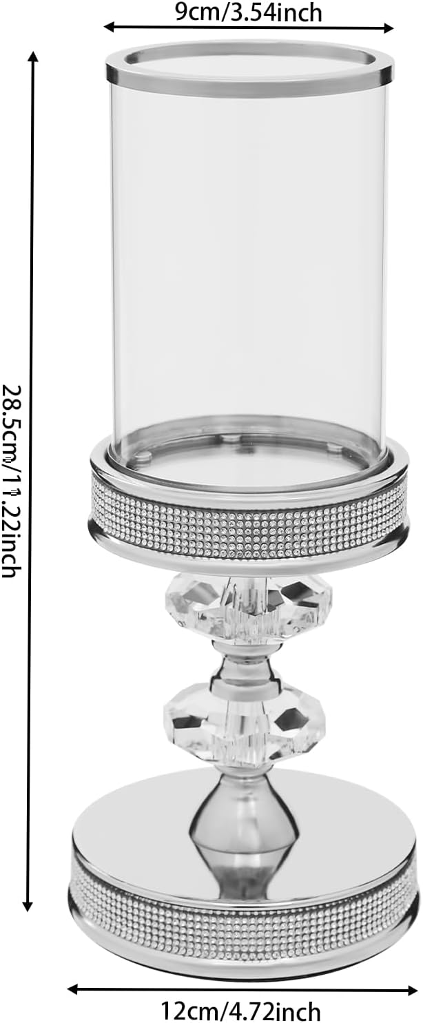 Crystal Candle Holders, Taper Candle Holders with Glass Candle Cover for Wedding Festival Christmas Party Valentine's Decor, Table Centerpieces