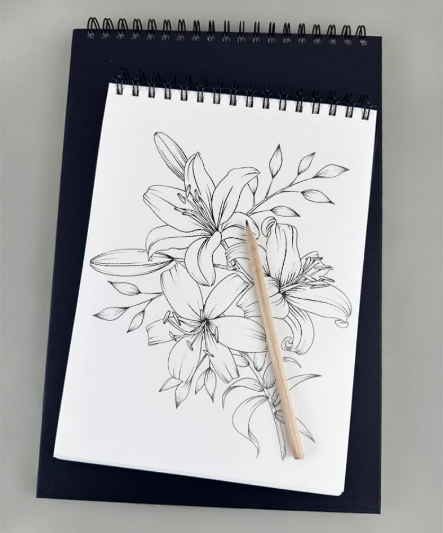 A3 Wirebound Sketch Pad Skecth Book A3 160gsm 30 Sheets (60 Pages) Smooth White Cartridge Paper 297mm×420mm - Image 2