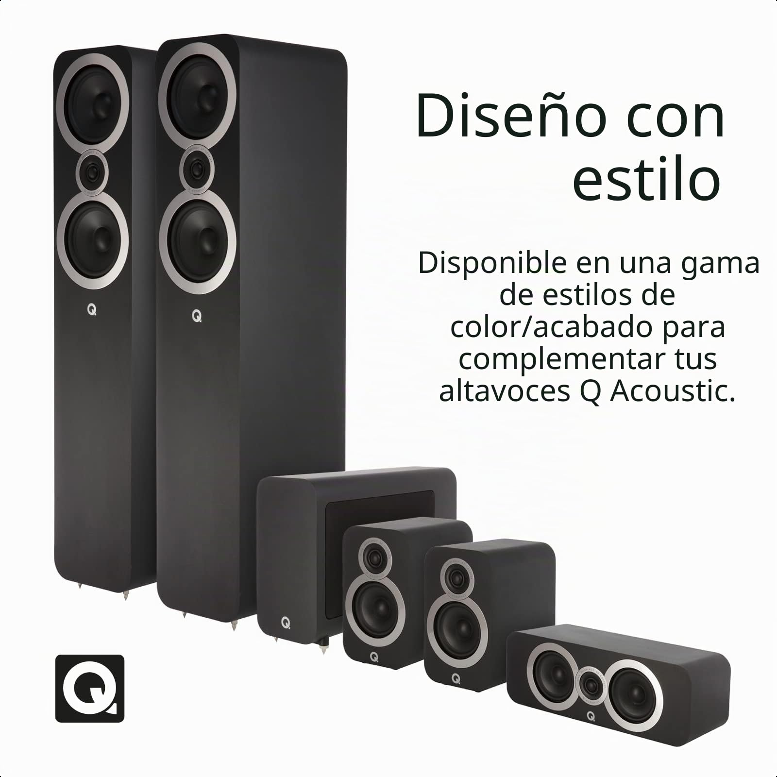 Q Acoustics 3060s Altavoz de Graves Activo (Negro Carbono)