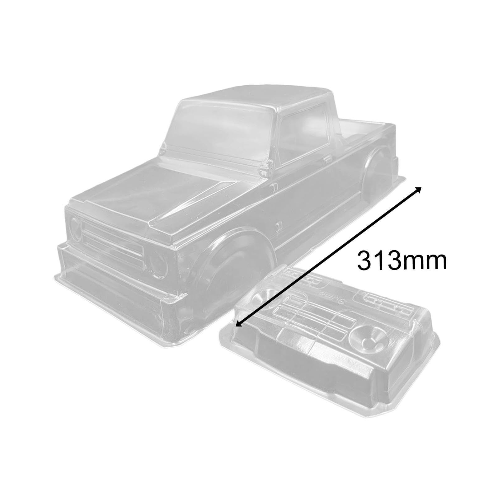 Milageto Trasparente 313mm Interasse RC Pickup Truck Body Shell Pezzi di Ricambio per SCX10 Scala 1:10 Veicoli RC Car Crawler Accessori Fai da Te