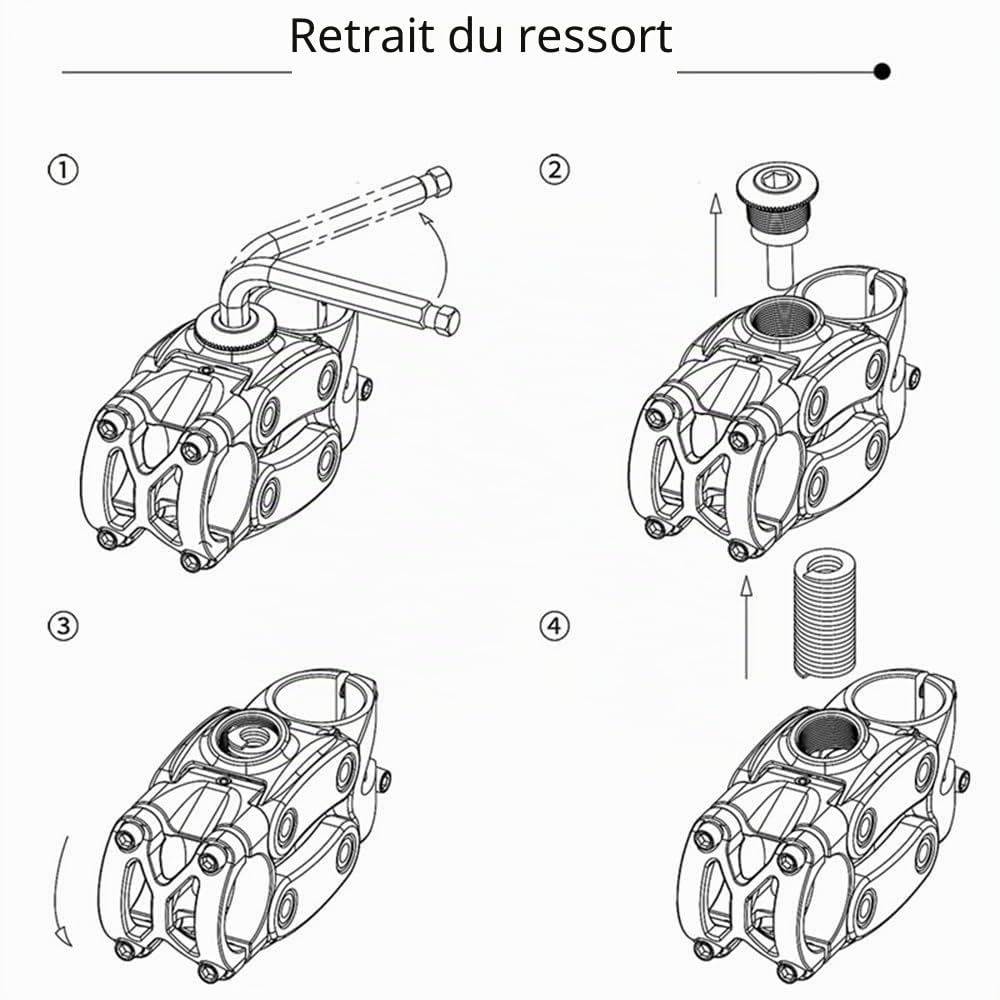 Vélo de Montagne Potence de Suspension pour vélo, Tige de Guidon de vélo Absorbant Les Chocs pour Route, Gravier, Hybride, et vélos électriques 7 degrés 90 mm Potence d'amortisseur