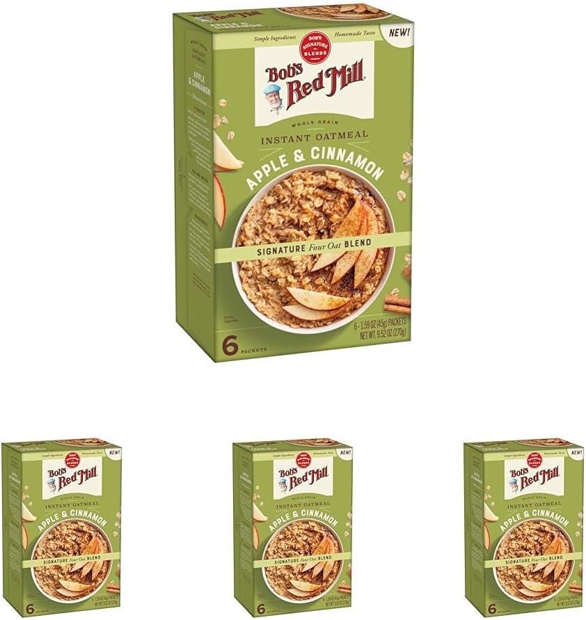 Instant Oatmeal Packets, Apple & Cinnamon, 24 Packets Total, Non-GMO, Gluten Free, Whole Grain
