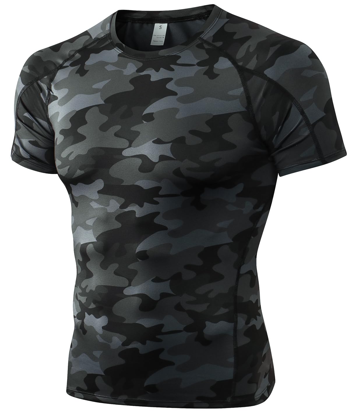 Yuerlian Men's Compression Shirts, Short Sleeve Athletic Compression Tops Dry Workout T Shirt Base Layer Undershirt