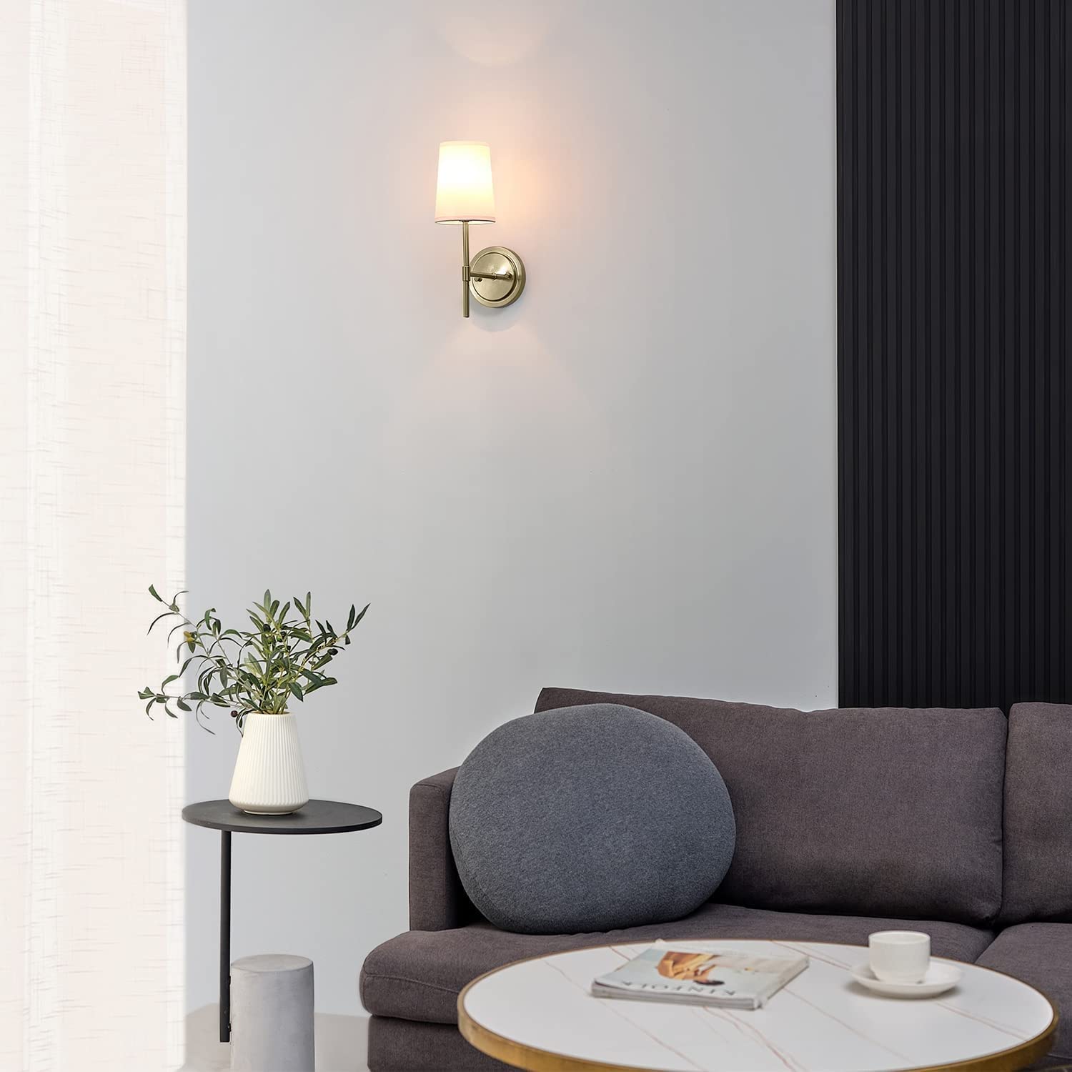 Kinkiety ścienne do salonu na baterie s, nie wymaga okablowania do instalacji do ładowania, zdalne sterowanie ściemniane, lampa wiejska do lustra w sypialni (kolor: złoty)