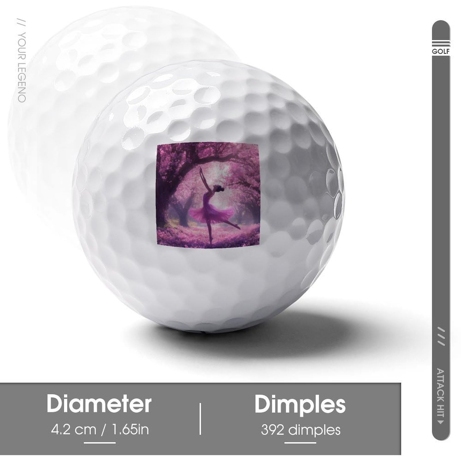 Ballet Dancer Cherry Flowers Logo Golf Balls Personalized Ball Custom for Men Women Boyfriend Husband