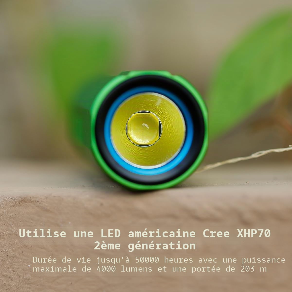 IMALENT LD70 mini EDC Lampe Torche 4000lumens, Petite Lampe Rechargeable Puissante avec Porte-Clés - Torche LED One CREE XHP70.2 Lampes, Idéal pour la promenade de chien et la pêche-Vert